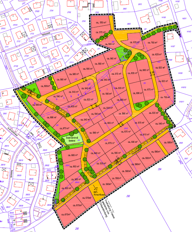 Planung für die künftigen Baugebiete im Ortsteil Viehhausen